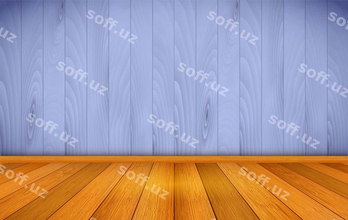 Yog'och zamin moviy devor foni | Wooden floor blue wall background 1
