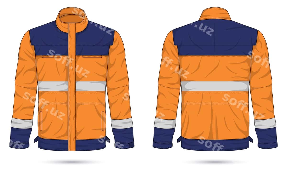 Ish kiyimi shabloni old front va orqa ko'rinish | Workwear template front back view 1