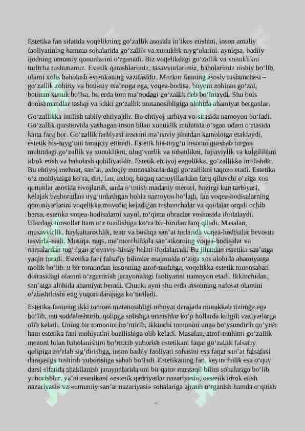 ESTETIKA: ESTETIKANING PREDMETI, MAQSADI VA VAZIFALARI 2