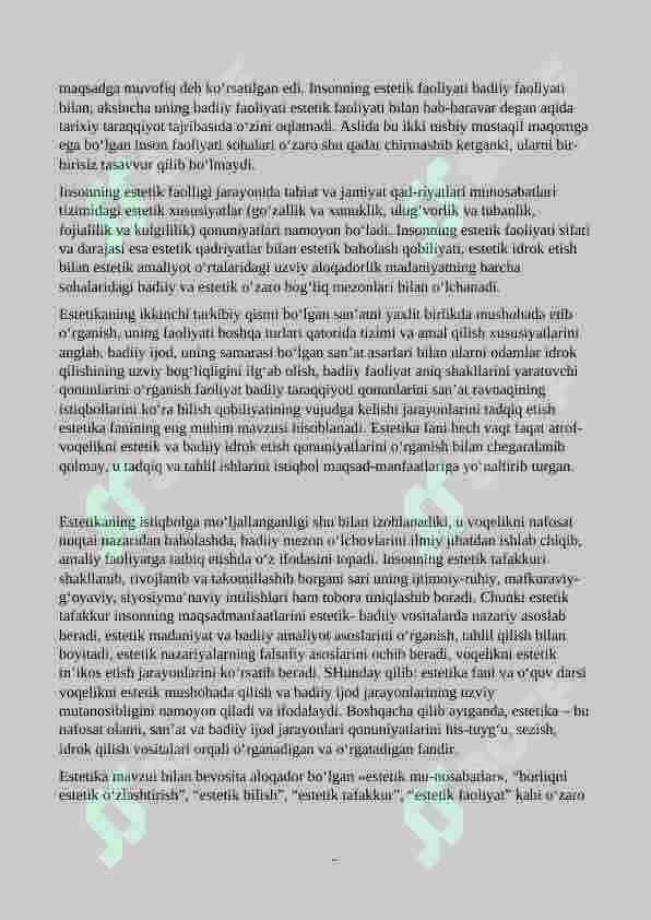 ESTETIKA: ESTETIKANING PREDMETI, MAQSADI VA VAZIFALARI 3