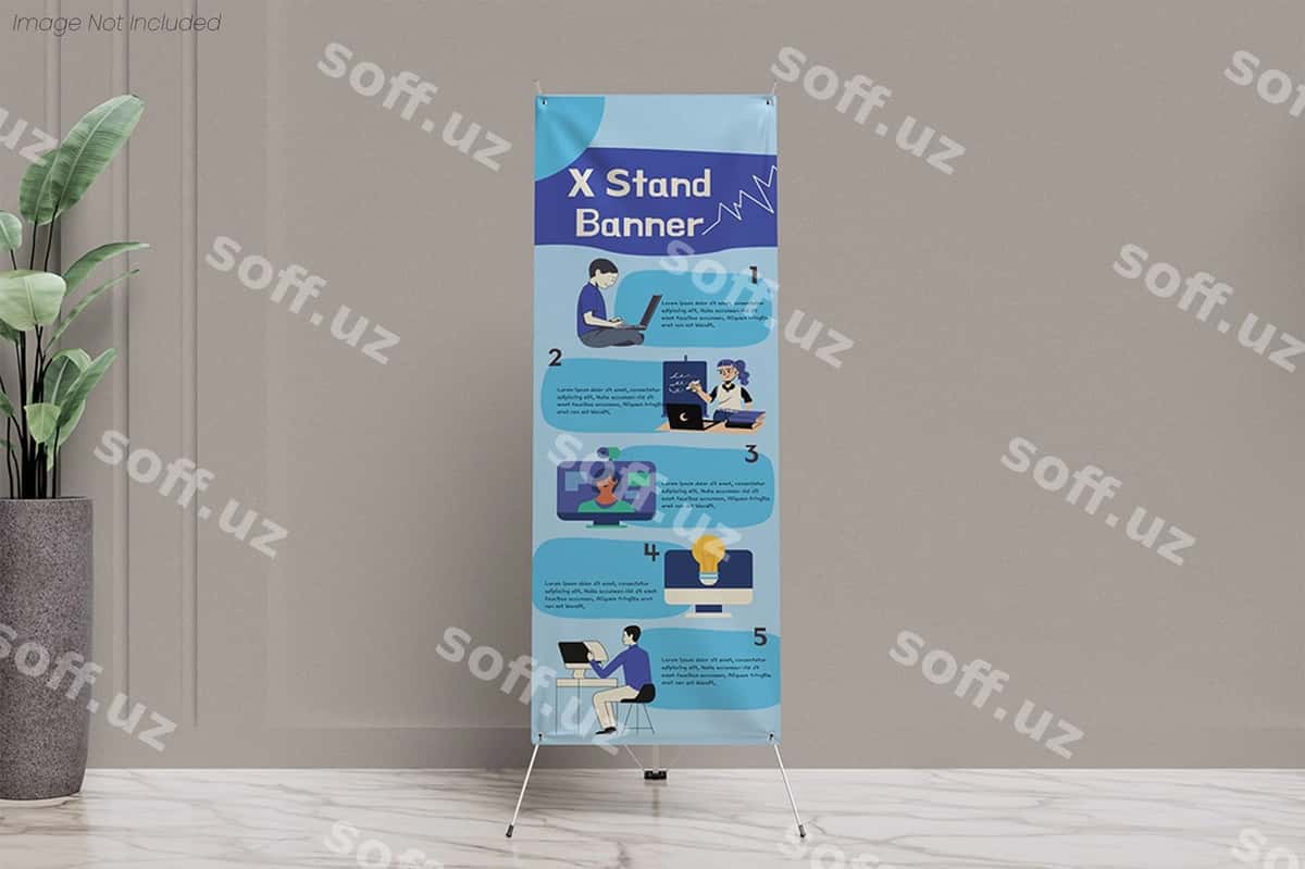 X stoyka banner biznes infografikasi bilan | X stand banner with business infographic 1