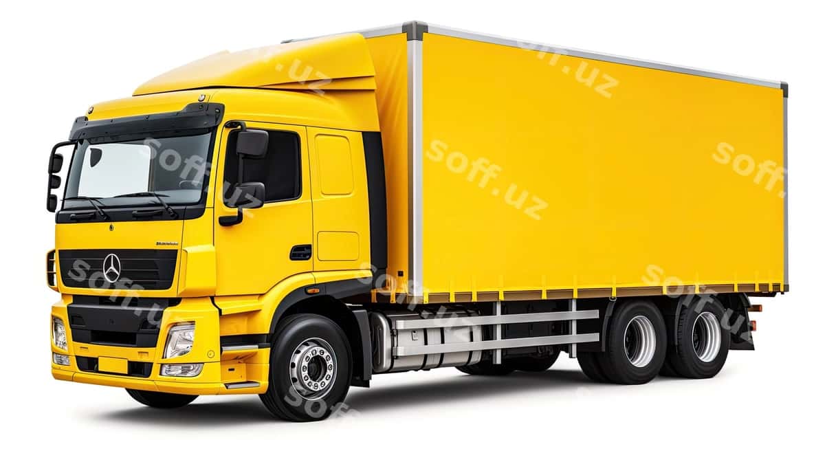 Sariq yuk avtomobili kabina so'zi tomonida | Yellow truck with word cab side 1