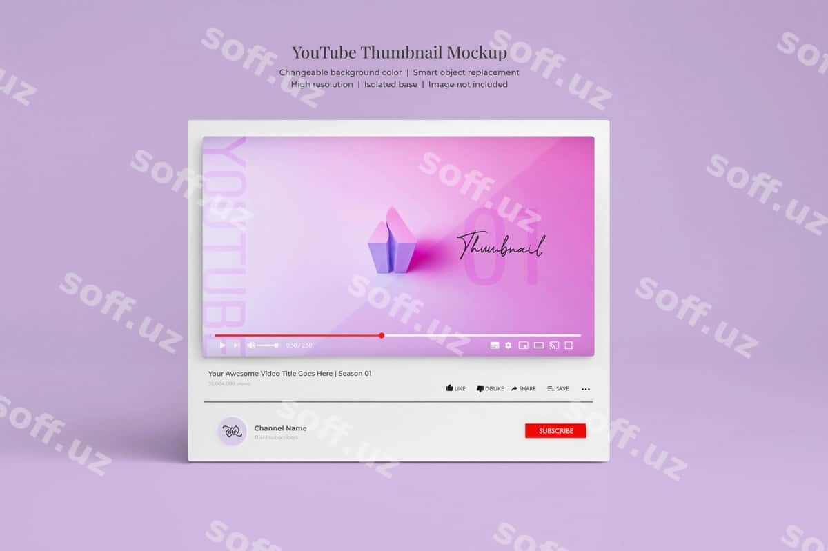 Youtube miniaturi 3D mockup | Youtube thumbnail 3d mockup 1