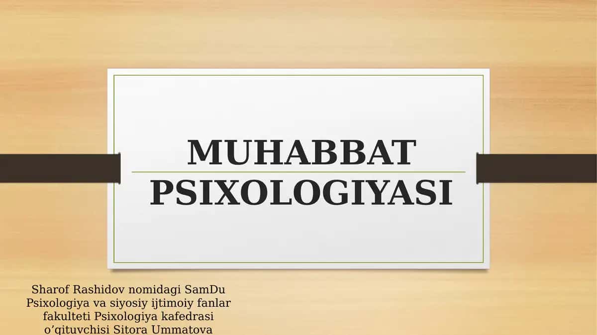 Muhabbat psixologiyasi