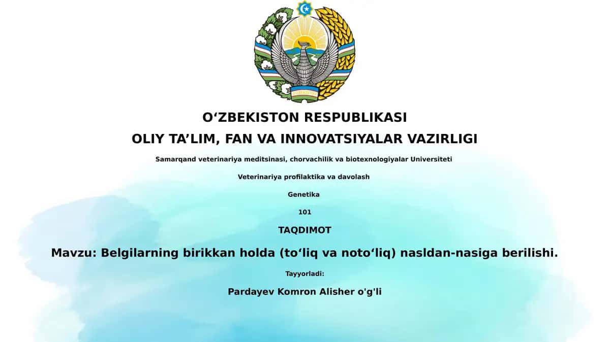 Belgilarning birikkan holda (toʻliq va notoʻliq) nasldan-nasiga berilishi
