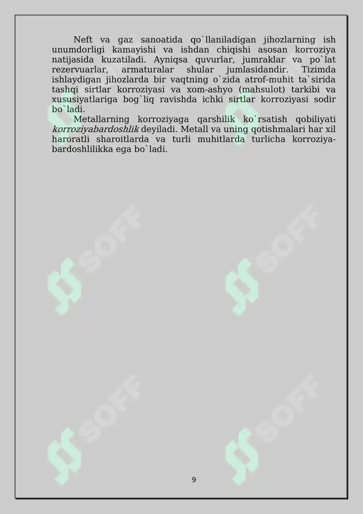 Gorizontal rezervuarlarning mahsulot osti suv orqali korroziyasi himoya qilish uchun protektorli himoyasini loyihalash” mavzusidagi Kurs ishi 8