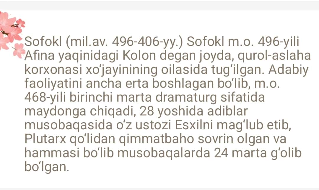 Tragediya janri. Esxil, Sofokl, Yevripid