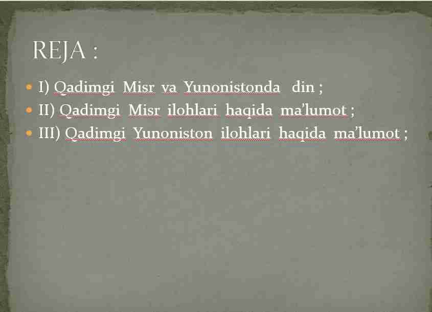 QADIMGI  MISR VA YUNONISTON  ILOHLARI