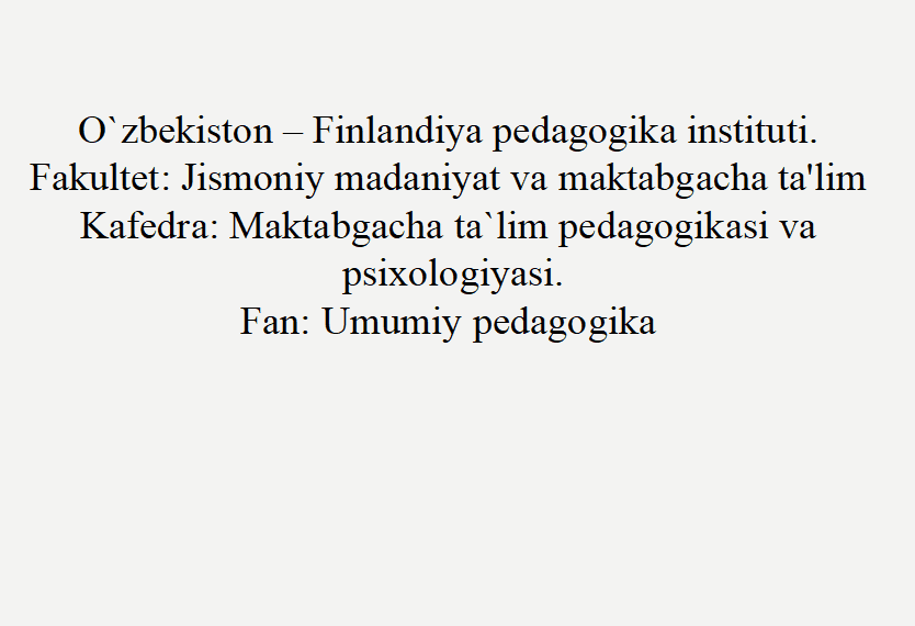 Umumiy pedagogika