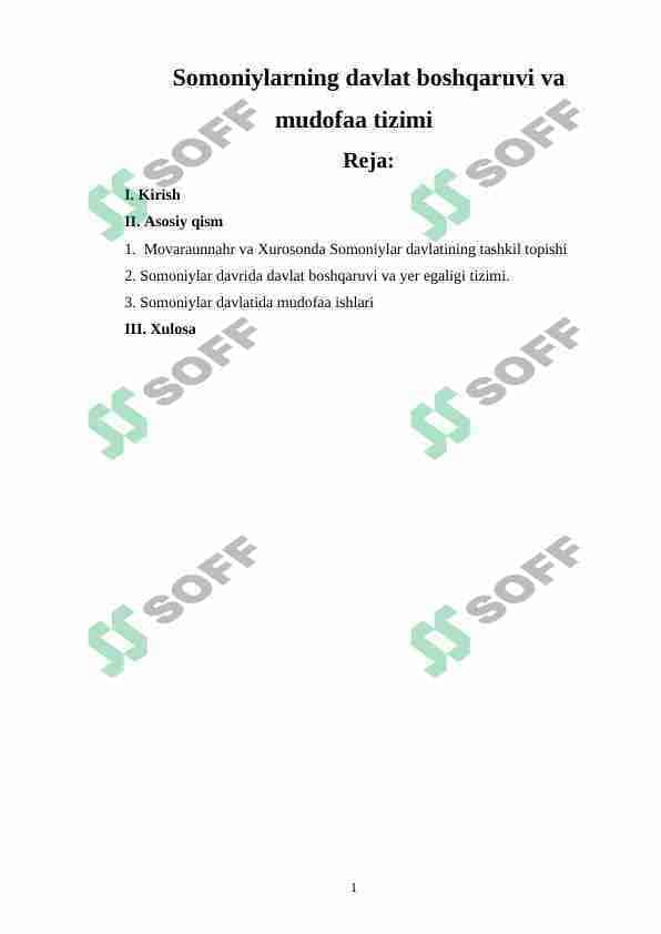 Somoniylarning davlat boshqaruvi va mudofaa tizimi