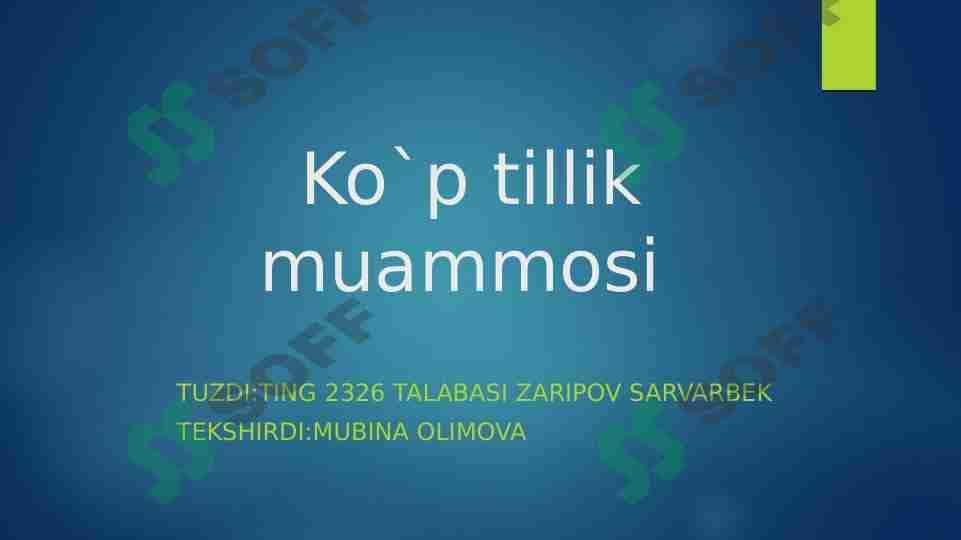 ko'p tillik muammosi