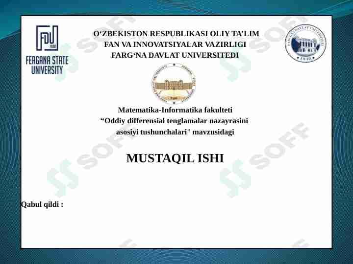 Oddiy differensial tenglamalar nazayrasini