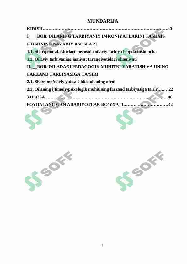 Ma’naviy barkamol insonni shakllanishida oilaning tutgan o’rni