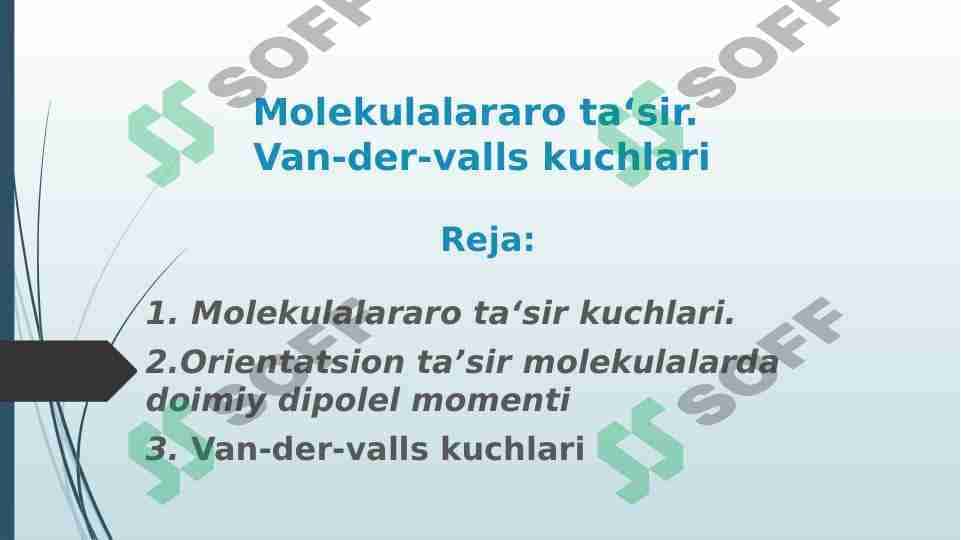 Molekulalararo ta'sir Van-der-valls qonuni