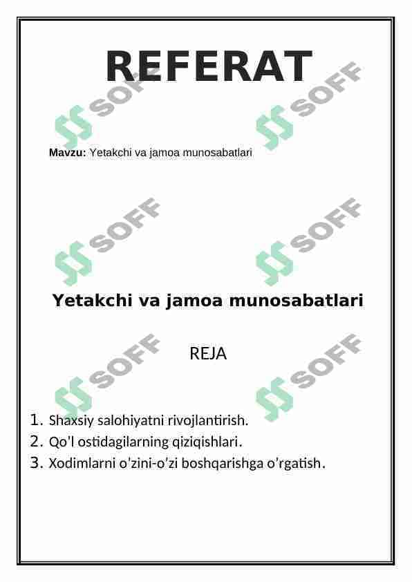 Yetakchi va jamoa munosabatlari