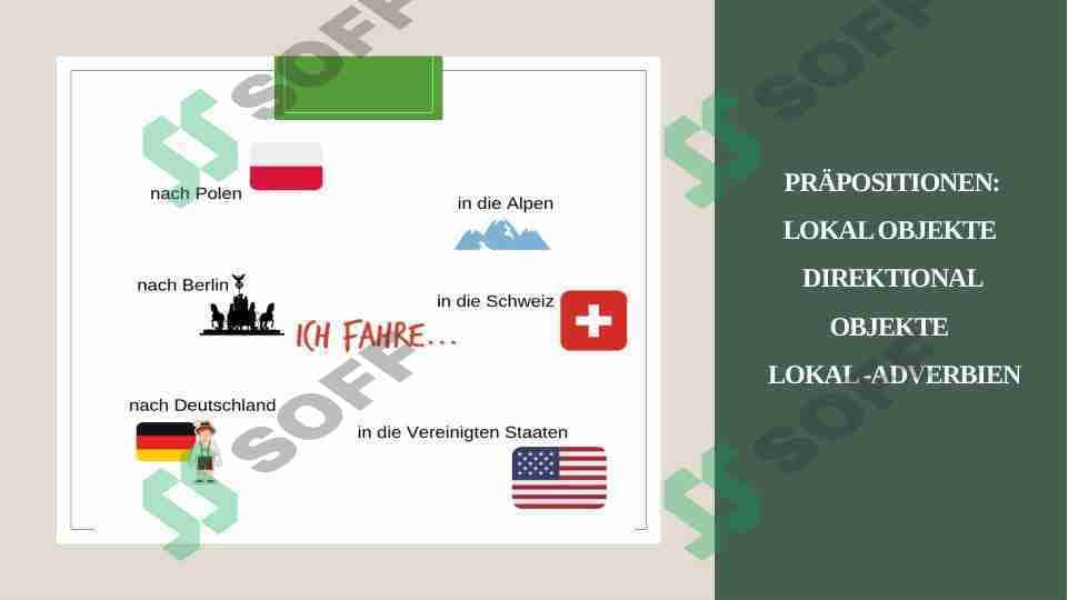 Präpositionen: LOKAL OBJEKTE  DIREKTIONAL OBJEKTE  LOKAL -ADVERBIEN