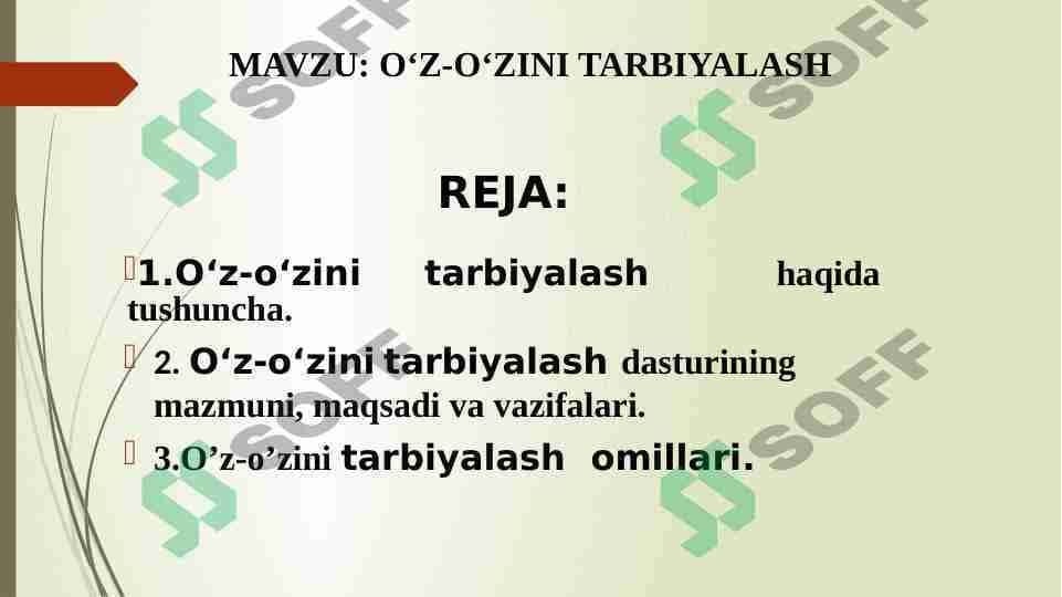 O‘Z-O‘ZINI TARBIYALASH