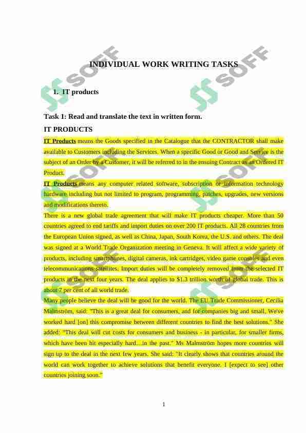 Inliz tilidan mustaqil ta'lim Axxborot texnologiyalari haqida