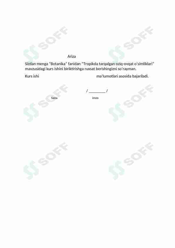 Tropikda tarqalgan oziq ovqat oʻsimliklari