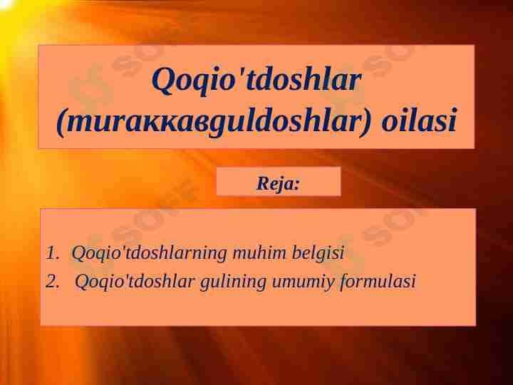 Qoqioʻtdoshlar kurs ishi slayd