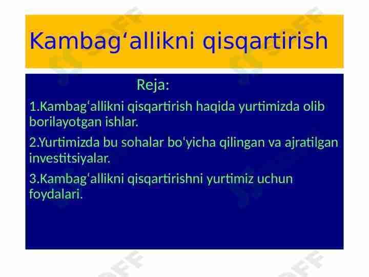 Ózbekistonda kambag'allikni qisqartirish