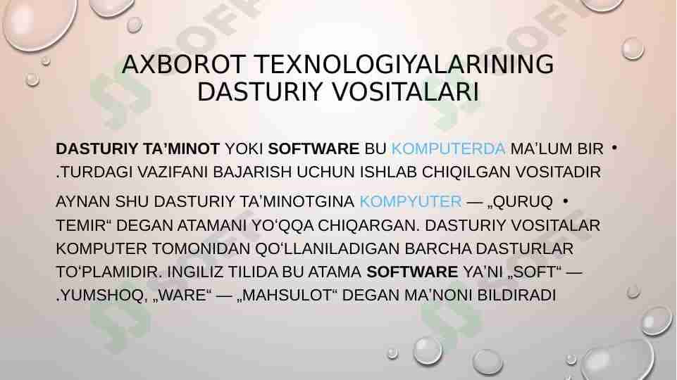 Axborot texnologiyalarining dasturiy vositalari