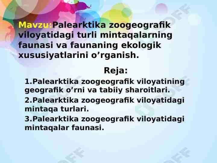 Palearktika zoogeografik viloyatdagi turli mintaqalar faunasi