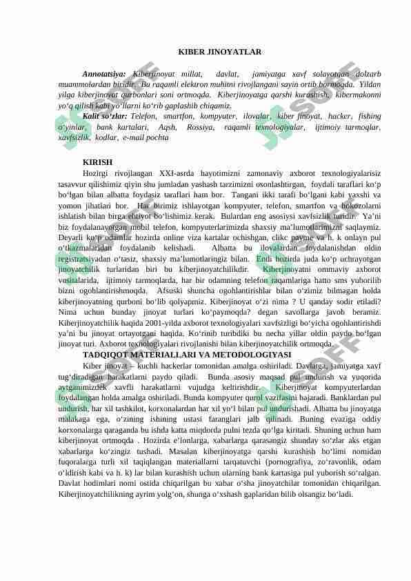 Kiber jinoyatchilik