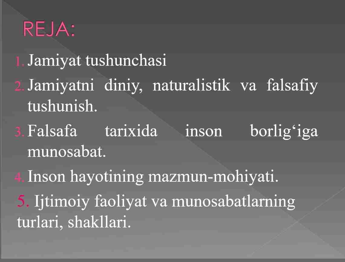 Jamiyat falsafasi va inson borlig‘i
