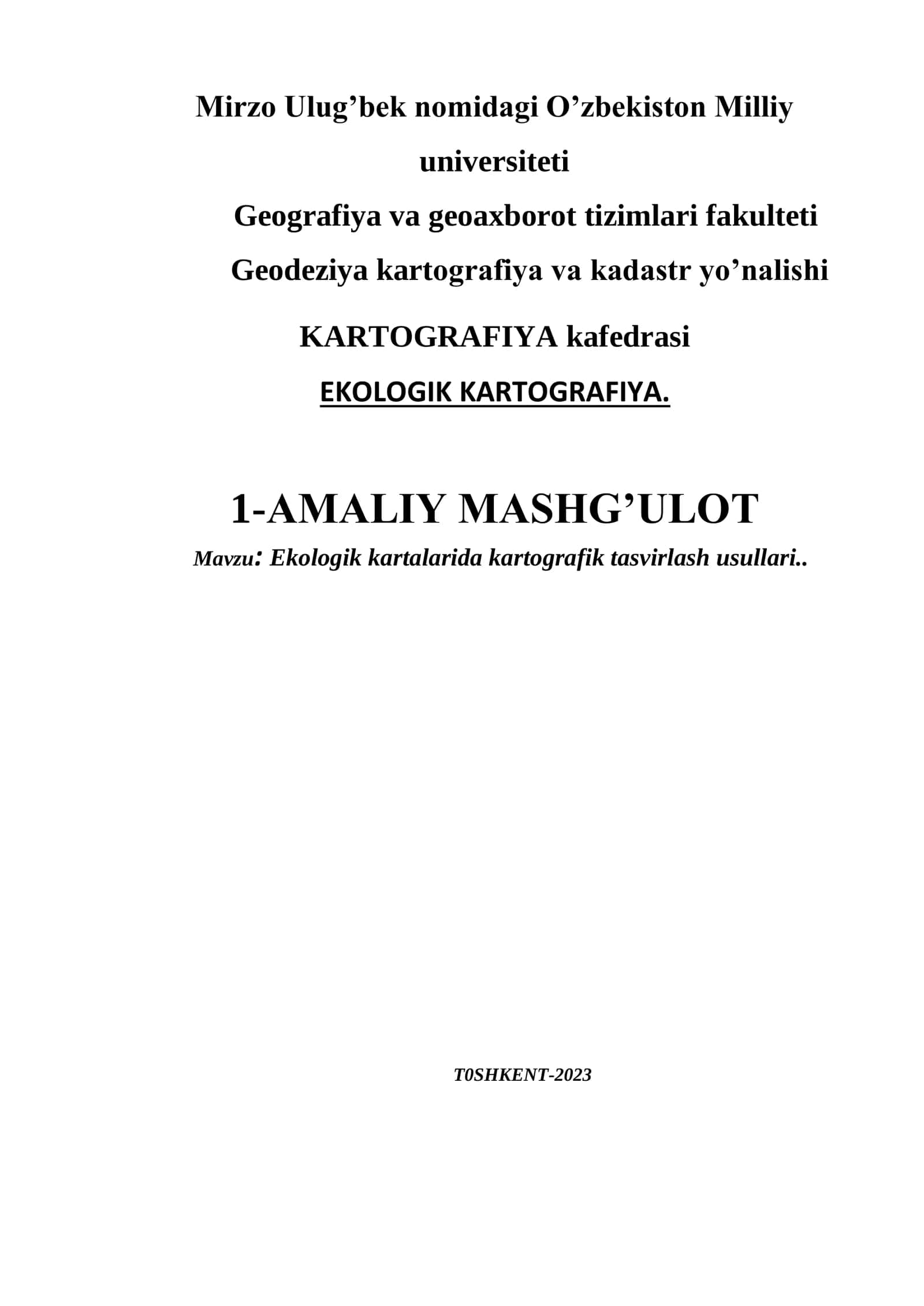 Ekologik kartalarida kartografik tasvirlash usullari