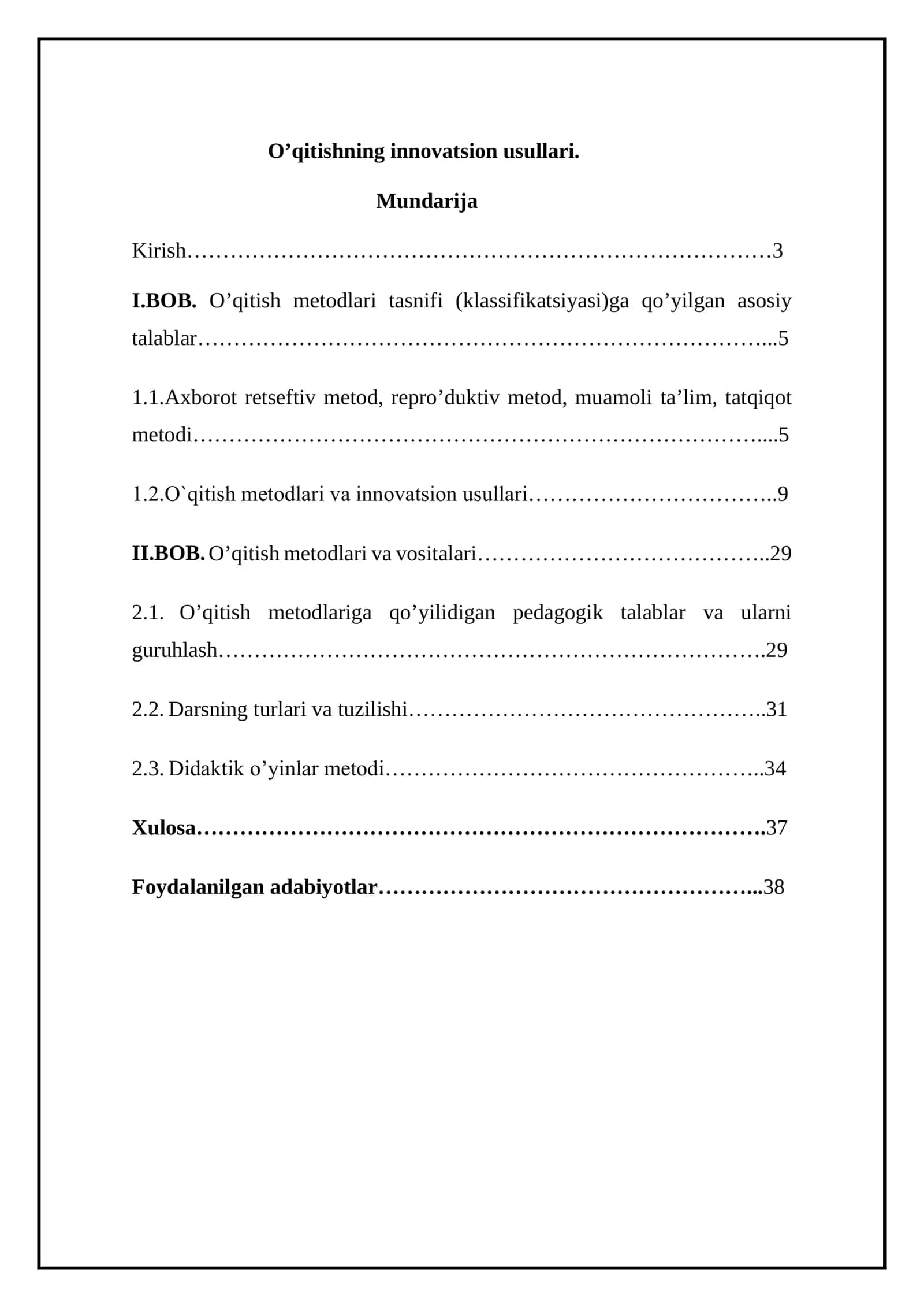 O’qitishning innovatsion usullari