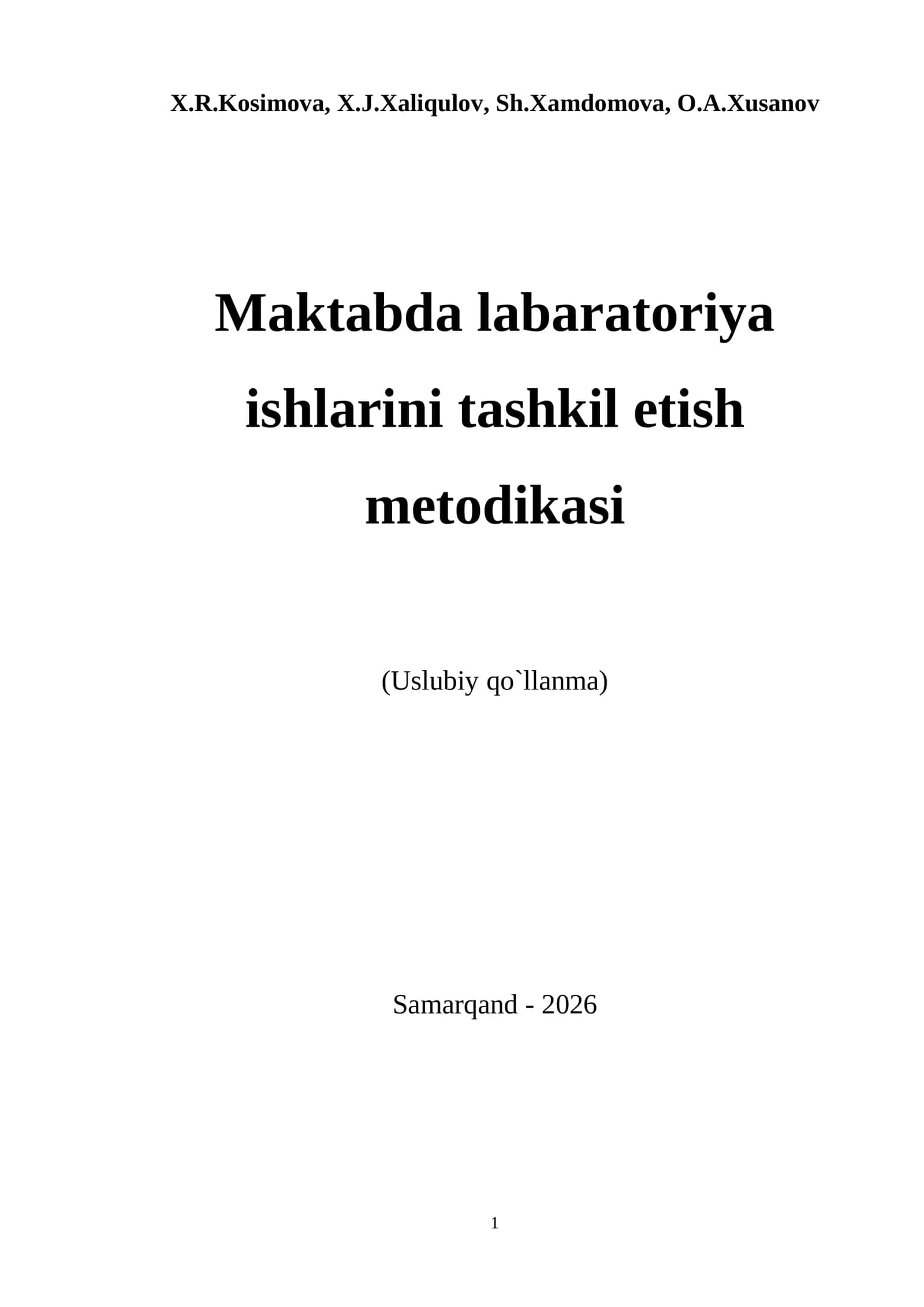 Maktabda laboratoriya ishlarini tashkil etish metodikasi