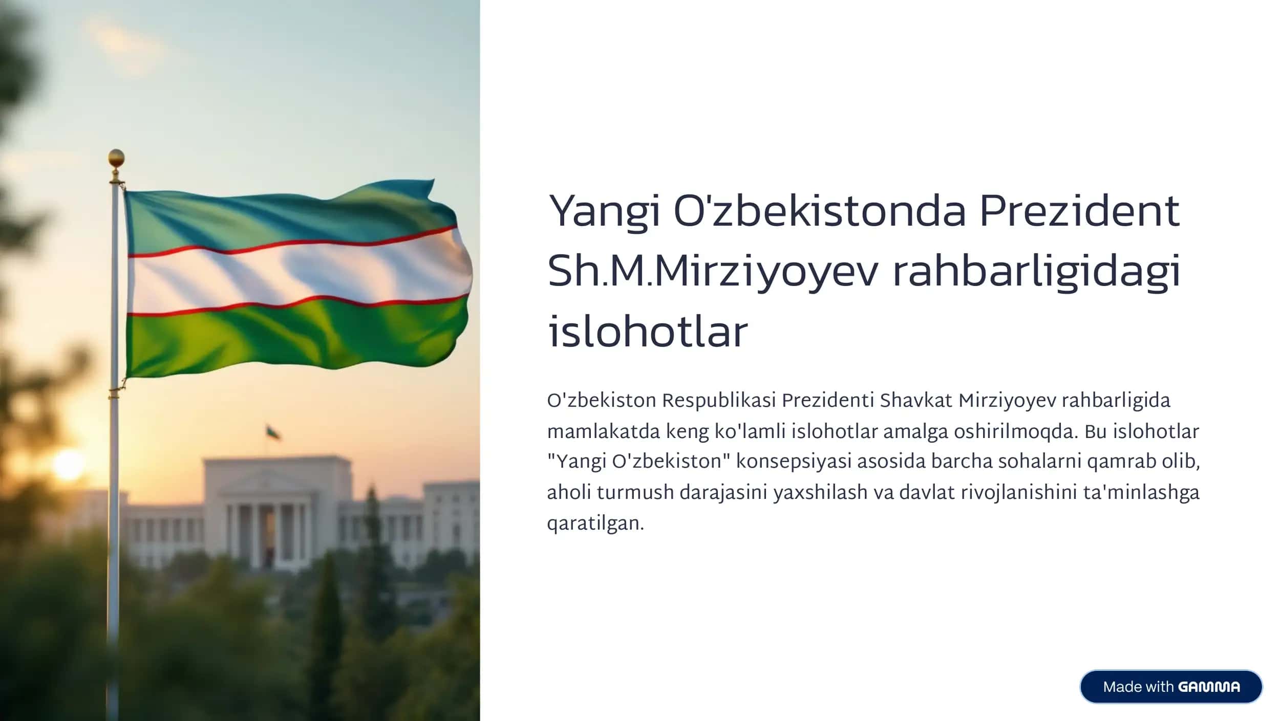 Yangi O'zbekistonda Prezident islohotlari