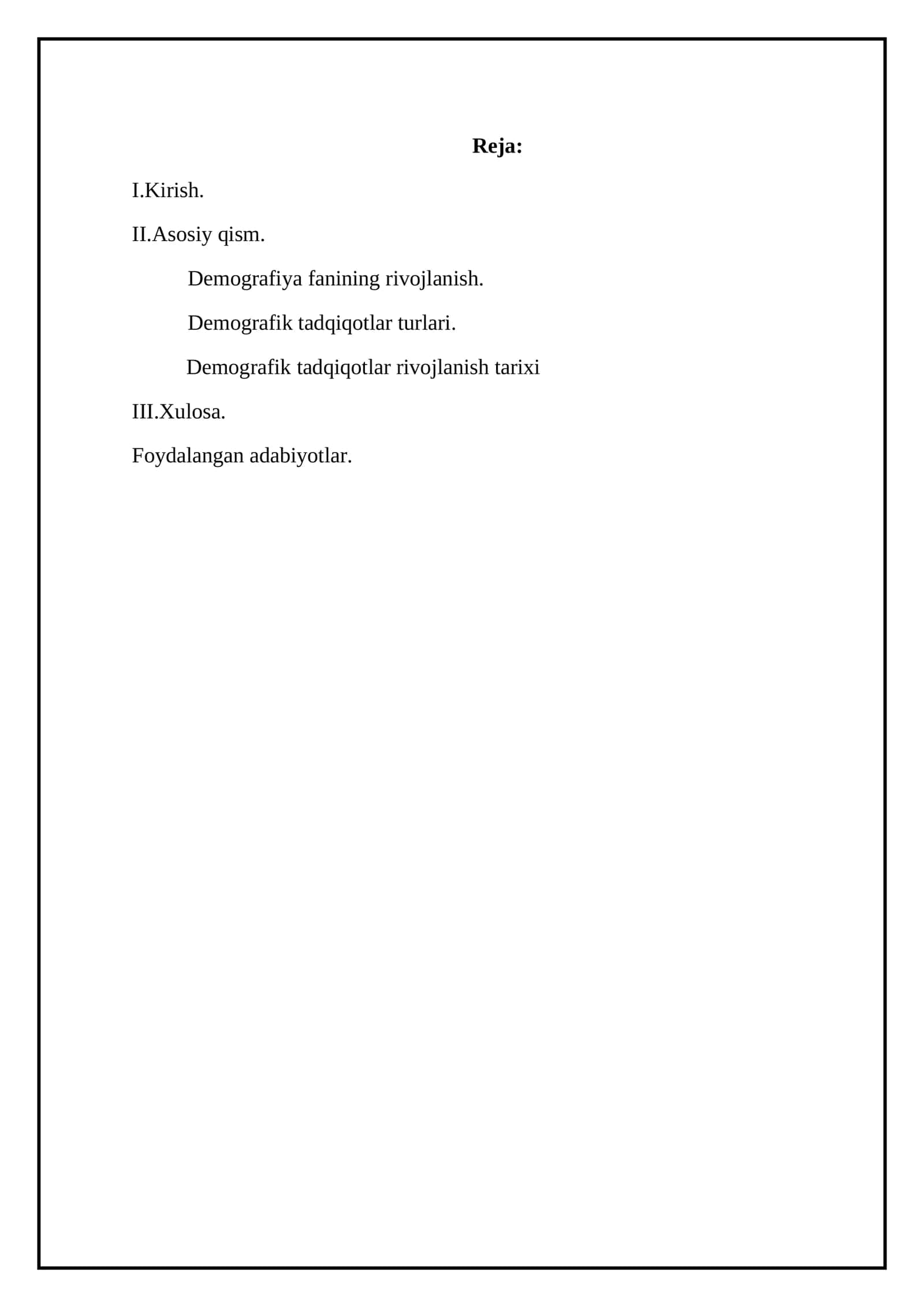 Demografik tadqiqotlar rivojlanish tarixi