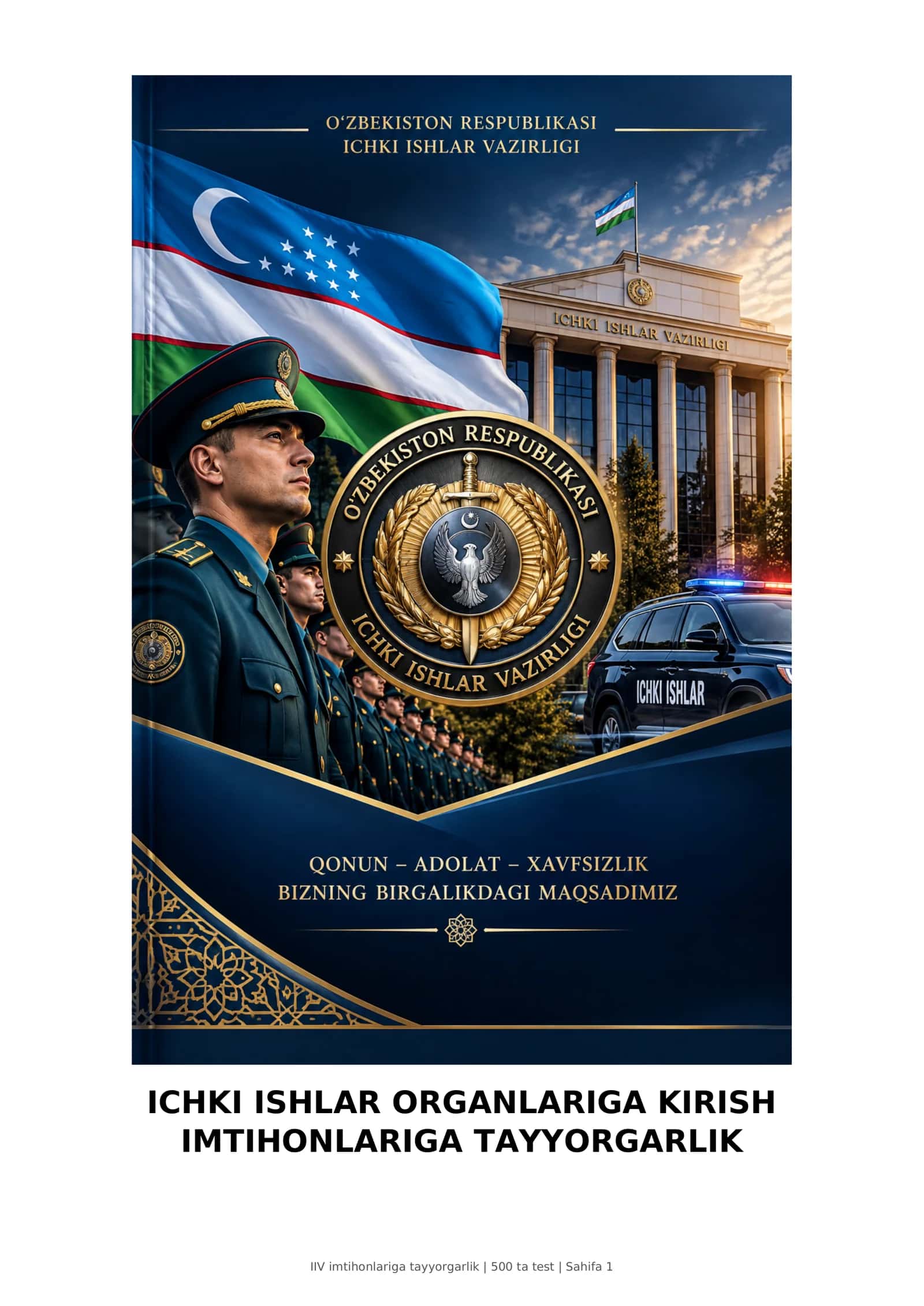 Ichki ishlar organlari imtihonlari test savol va javoblari 2027 yangi