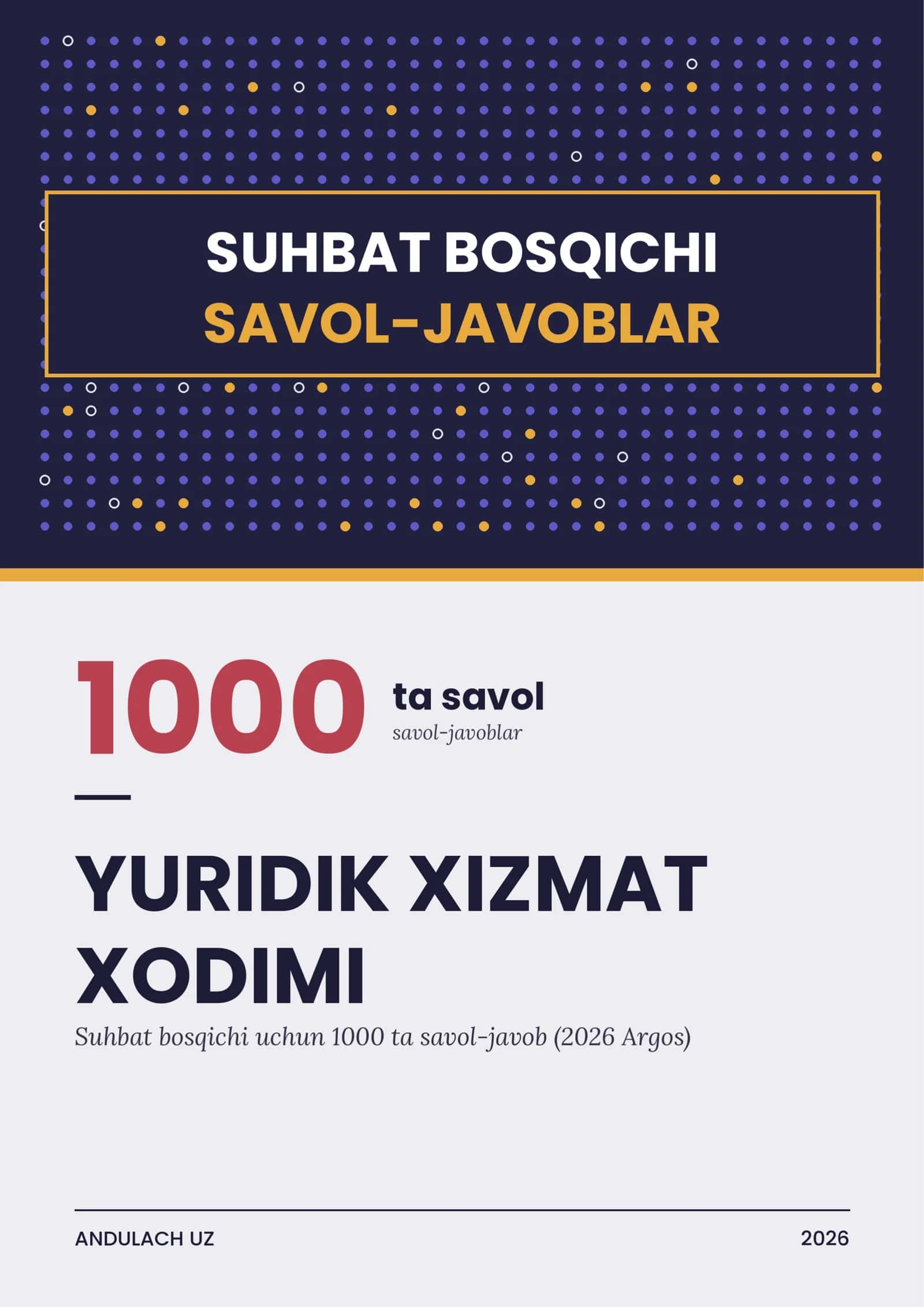 Yuridik xizmat xodimi suhbat savollari va javoblari 1000 ta savol va javoblar