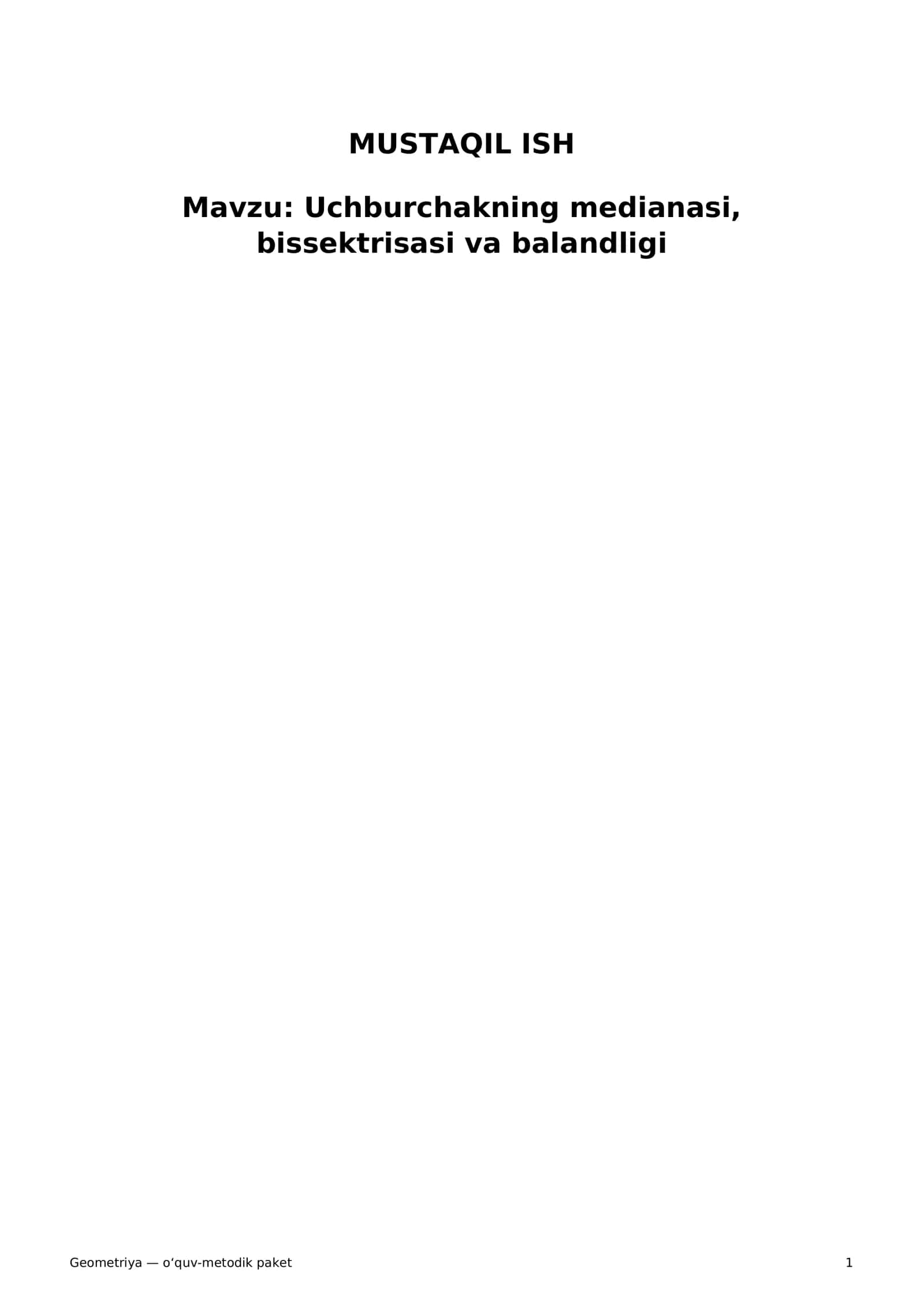 Geometriya - o‘quv-metodik paket
