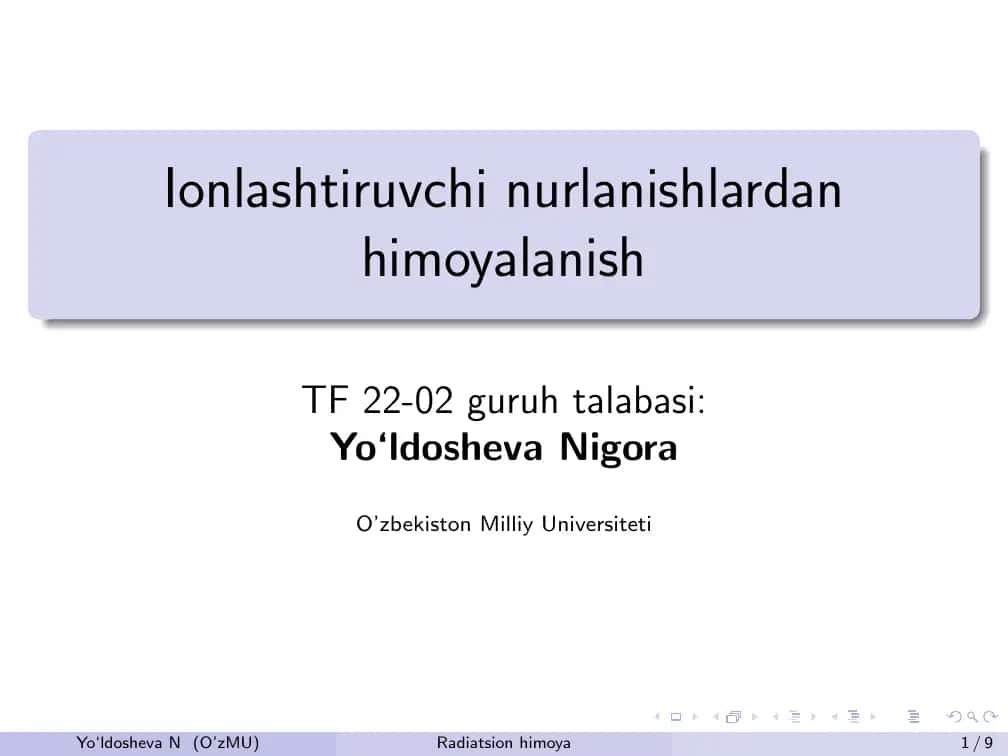 Ionlashtiruvchi nurlanishlardan  himoyalanish
