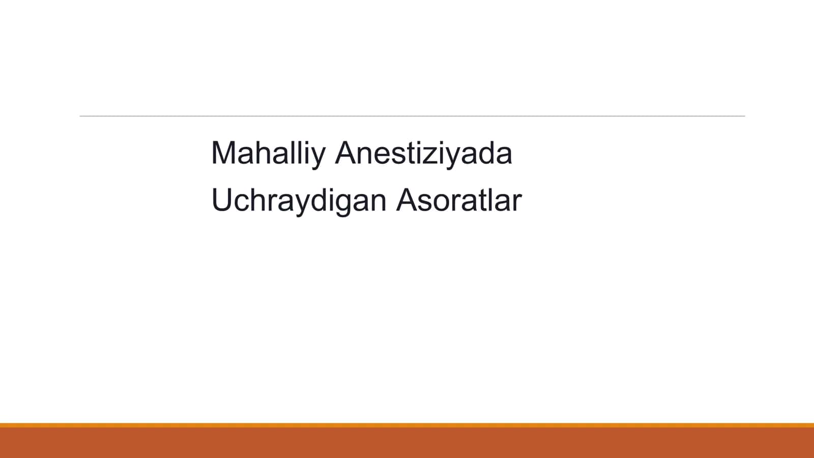 Mahalliy Anestiziyada