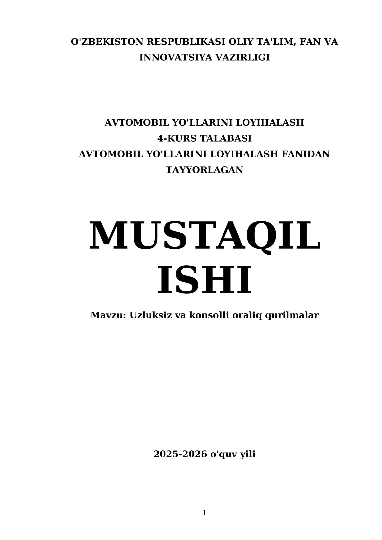 Uzluksiz va konsolli oraliq qurilmalar