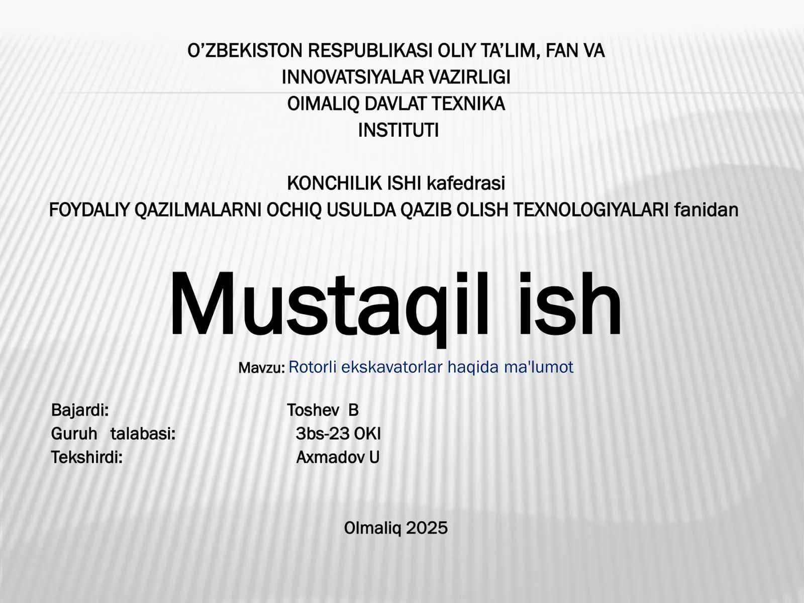 Rotorli ekskavatorlar haqida ma'lumot