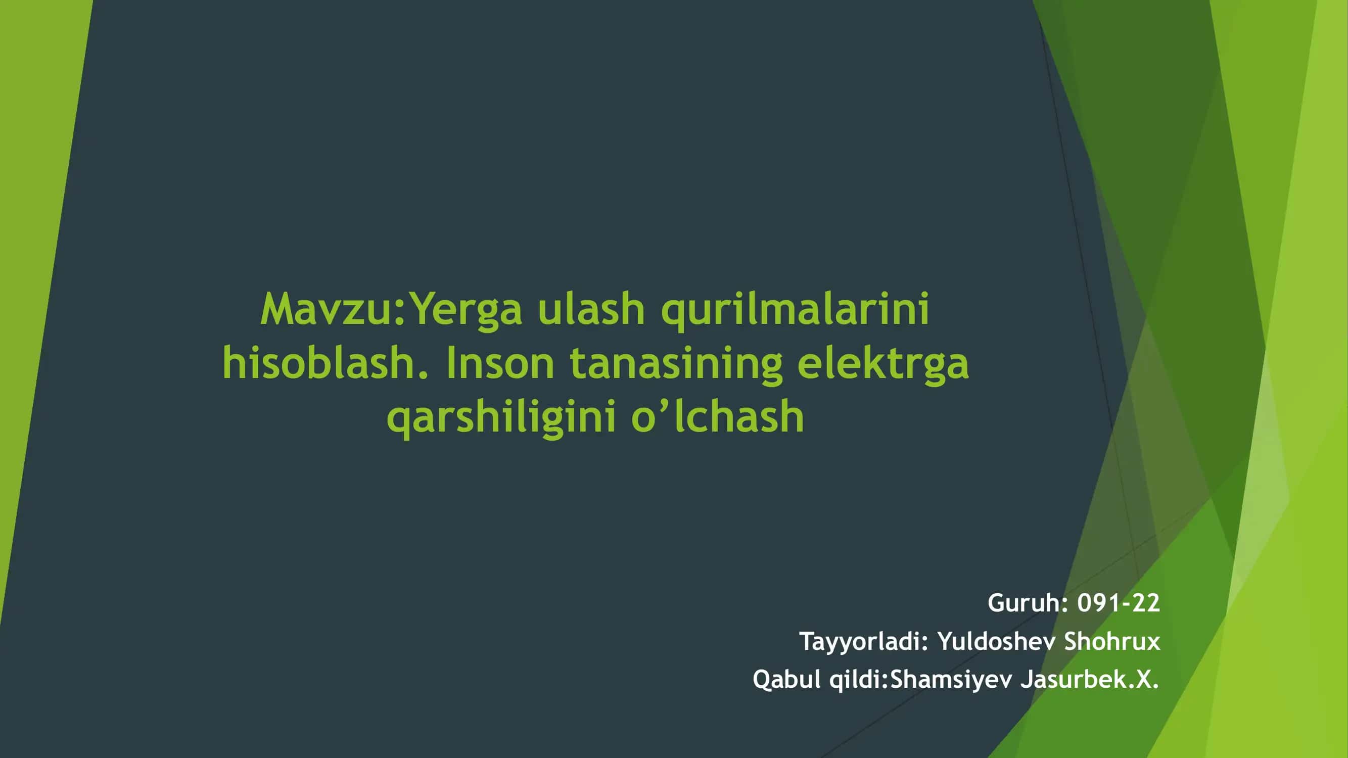 Yerga ulash qurilmalarini hisoblash