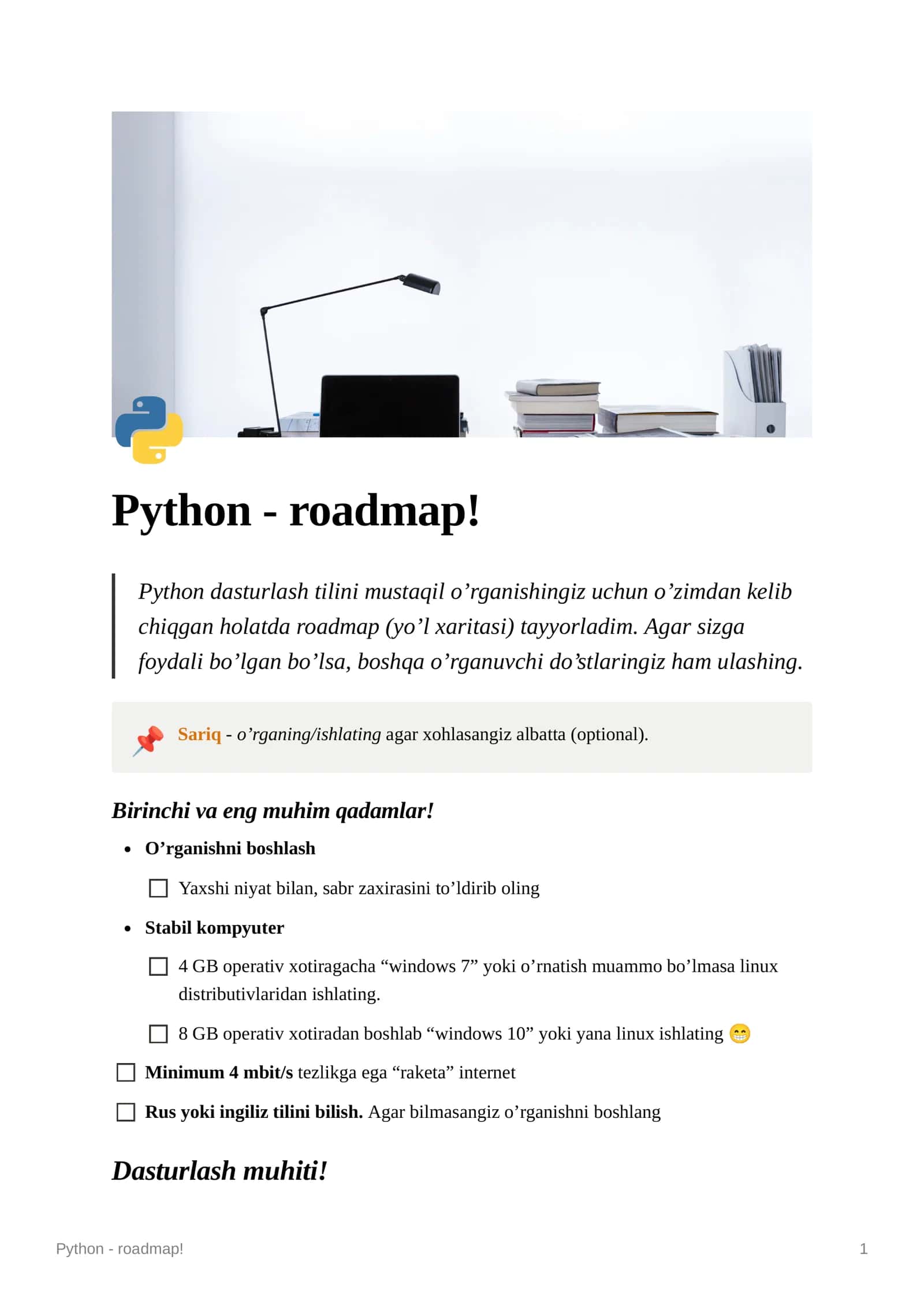 Python - roadmap!