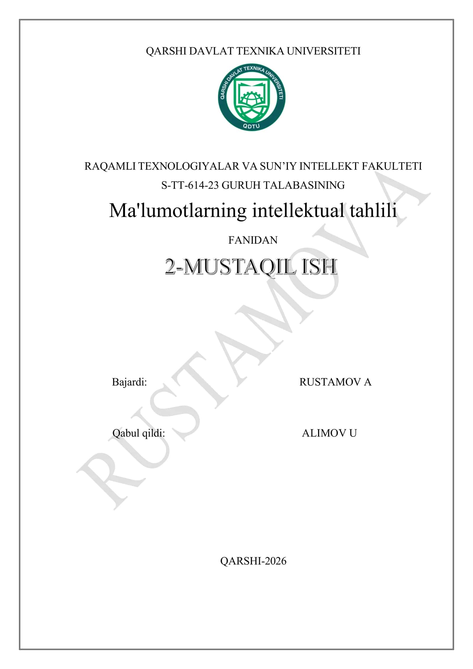 Ma'lumotlarning intellektual tahlili