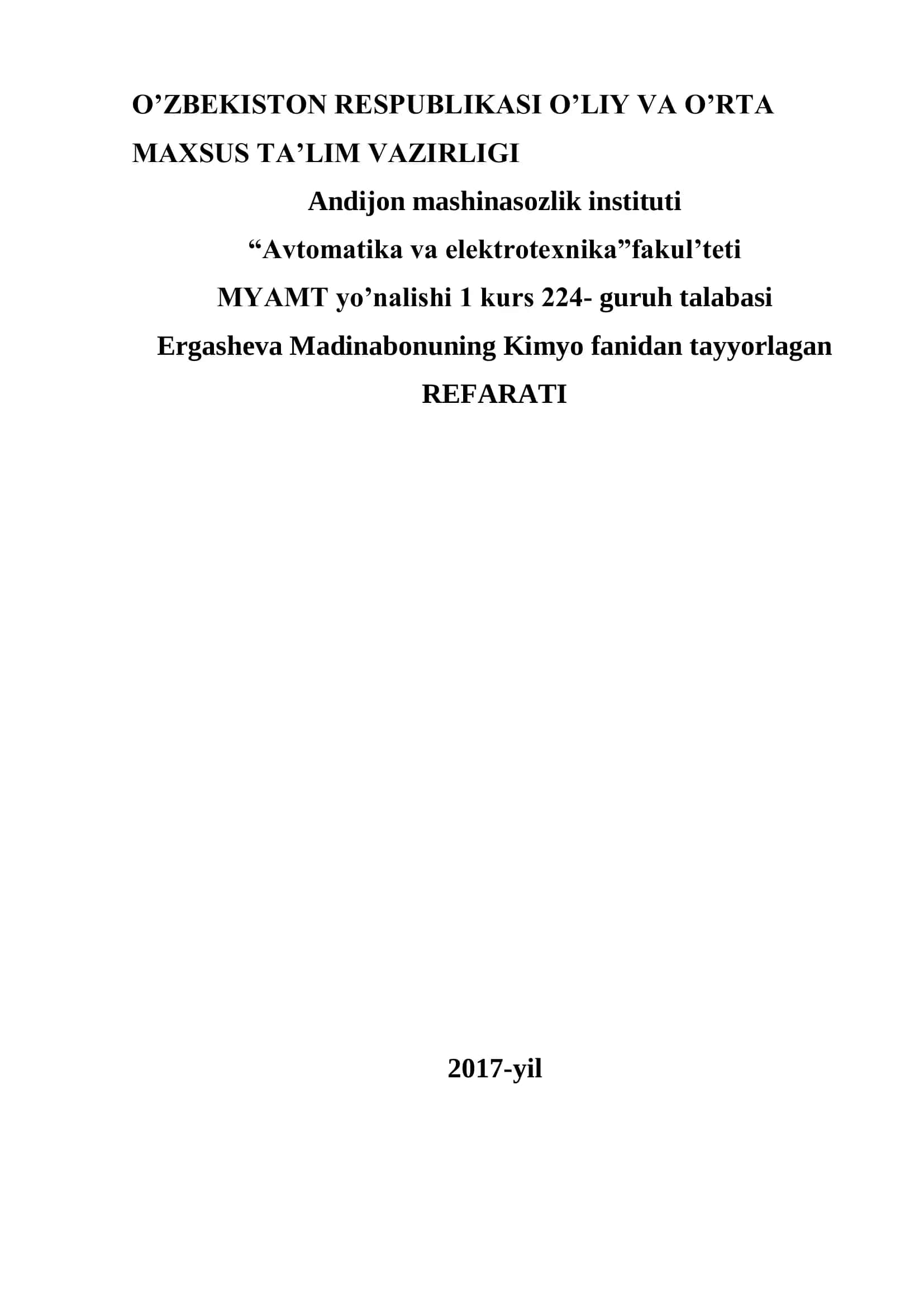 Kimyoviy bog’’lanishning xarakteristikasi