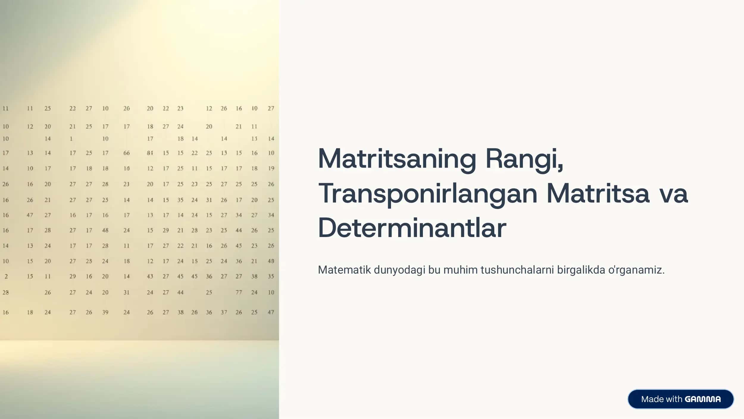 Matematika matritsa haqida nazariy ma’lumotlar