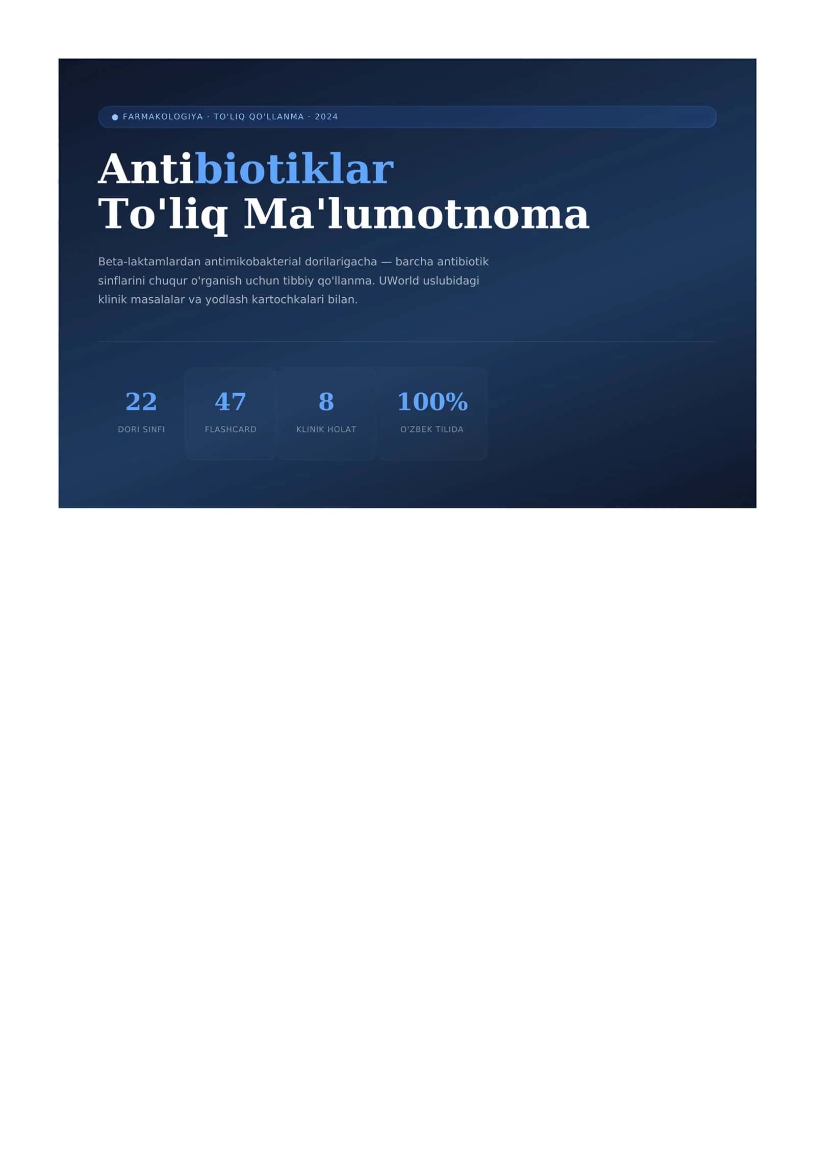 Antibiotiklar
To'liq Ma'lumotnoma