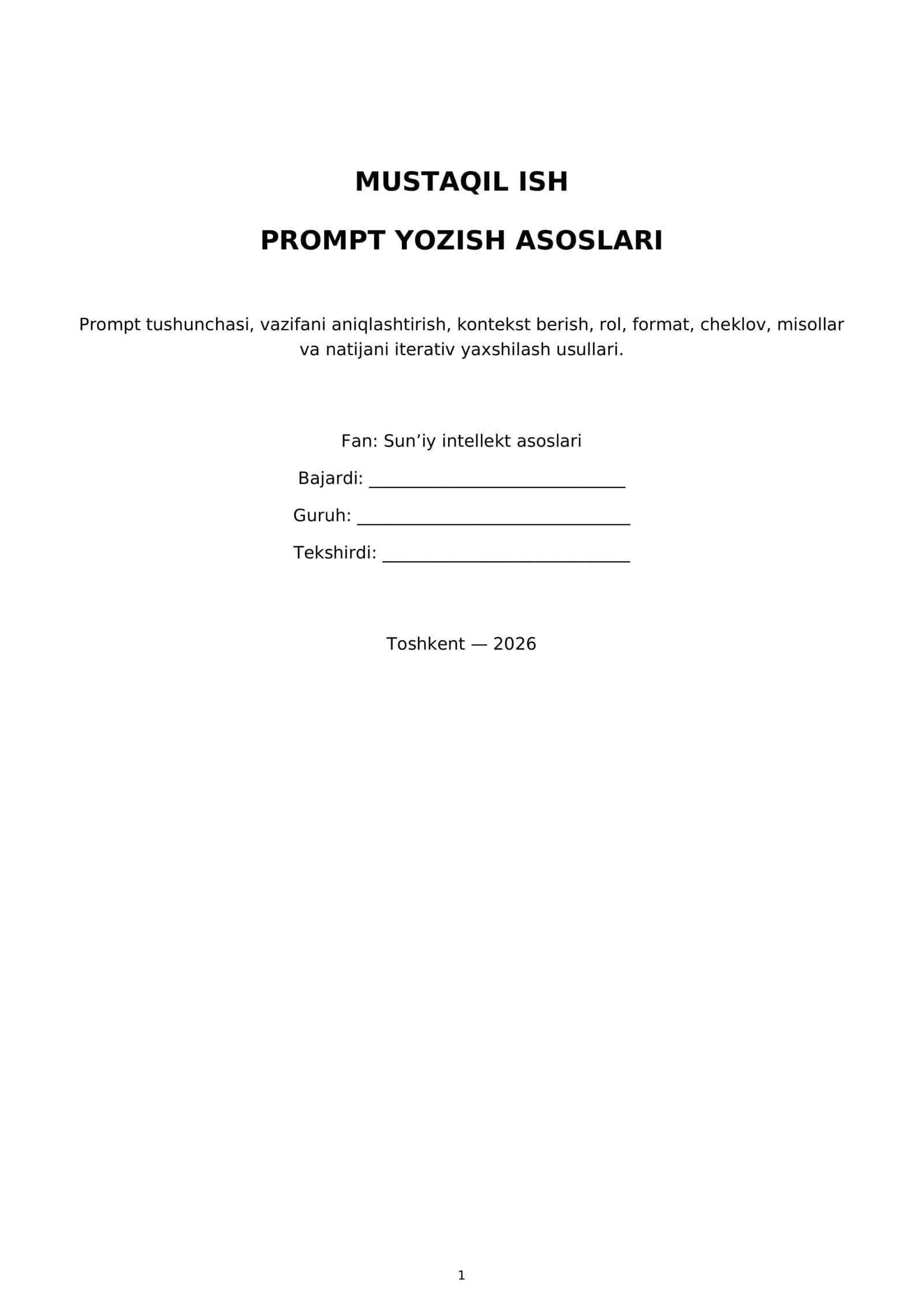 PROMPT YOZISH ASOSLARI