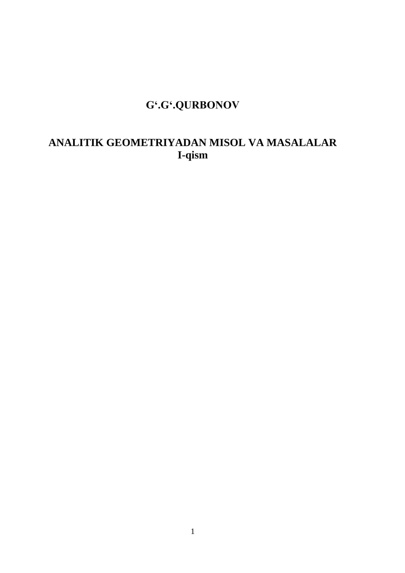 ANALITIK GEOMETRIYADAN MISOL VA MASALALAR