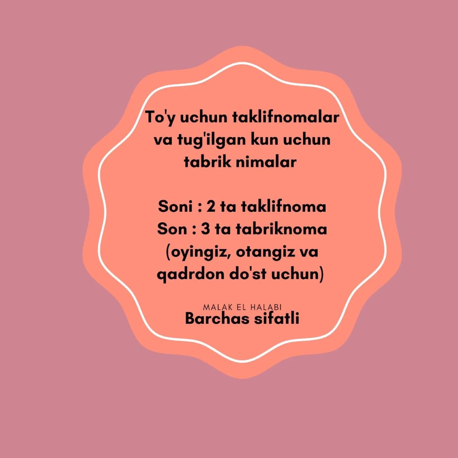 To'y uchun taklifnomalar va tug'ilgan kun uchun tabriknomalar